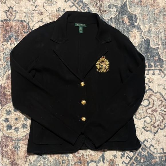 Lauren Ralph Lauren Black and Gold Tailored Blazer - Picture 2 of 4